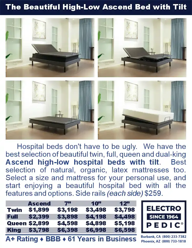 Ascend high-low bed with tilt showcasing elevation
